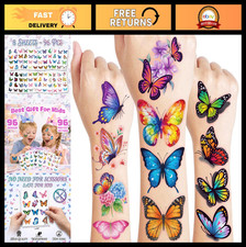 96 PCS Colorful Butterfly Flower Temporary Tattoos for Kids  Party Favors, Deco