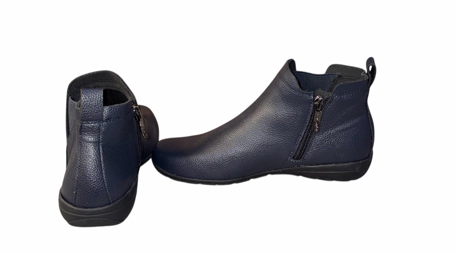 Easy Spirit Aerial Navy Blue Leather Ankle Shoes Boots Side Zip Size 5 M NWOB