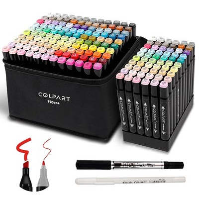 colpart 120 Colours Alcohol Marker Set Felt Tip Pens Permanent Marker Set for
