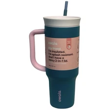 OWALA 40oz Travel Tumbler Stainless Steel Tickle Me Teal With Straw Dual Use Lid