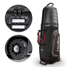 Golf Travel Bag for Airlines: Hard Case Top, Waterproof Zippers, Black Crimson