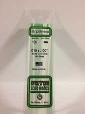 Evergreen Scale Models Styrene Strip .010 x .100 (10 pcs) #105