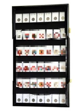 Coin Slab Display Case NGC PCGS ICG CAC Black Cabinet Wood Collector Shadow Box
