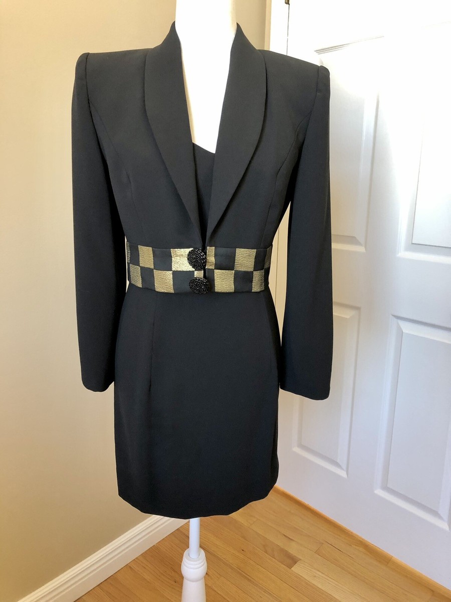 2pc formal dress Vintage Karen Lawrence Lined and Jacket Size 6 oversized