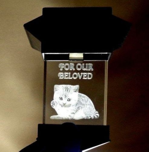  SOLAR LED PET MEMORIAL 3D CRYSTAL LIGHT -  CAT - Afbeelding 1 van 1