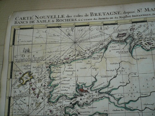 Carte Nouvelle des Costes De Bretagne depuis St. Malo, BY MORTIER PIERRE; RARA - Picture 5 of 12