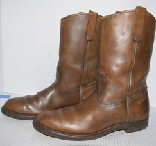 VTG Red Wing Shoes Oiled Leather Tan Western Cowboy Riding Boots Mens Sz 10.5