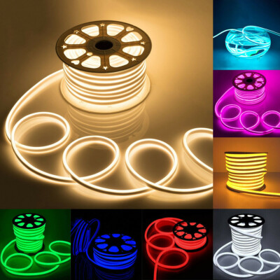 65ft LED Neon Rope Light Strip Waterproof Room Party Commercial Sign Lighting