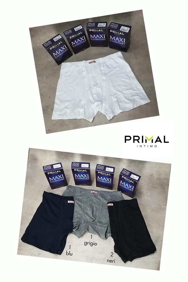 Set 4 boxer uomo cotone calibrati con elastico interno PRIMAL maxi confort 3211