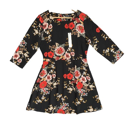 Nicole Miller Artelier 006082 Women Small Scoop Neck Ruched Layered Floral  Dress | eBay