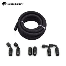 10AN/8AN/6AN Fitting Stainless Steel Braided Oil Fuel Hose Line Kit 10Feet Black