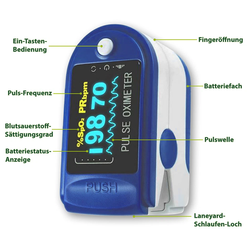 Pulsmessgerät Pulsoximeter Finger Puls Oximeter Messgerät Sauerstoff Blut SpO2 - Bild 3 von 4