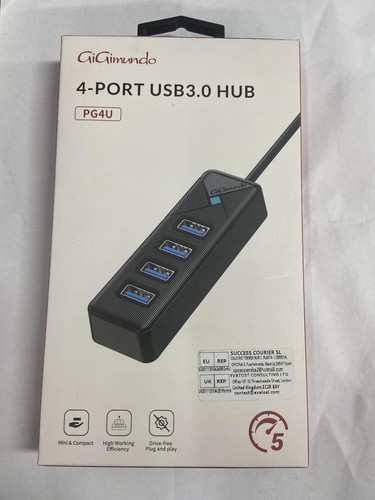 USB 4 PORT HUB 3.0 BLACK HIGH SPEED MULTI SPLITTER ADAPTER DESKTOP FOR PC MAC OS - Picture 11 of 53
