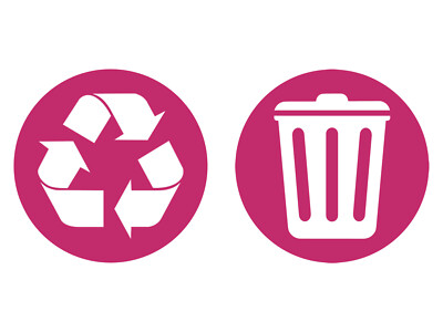 Recycling Symbol Decal Stickers 2-Pack - Waterproof Vinyl Trash Can Labels
