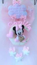 Fiocco nascita Bimba Minnie Con Il Nome Rosa realizzato in tulle pannolenci