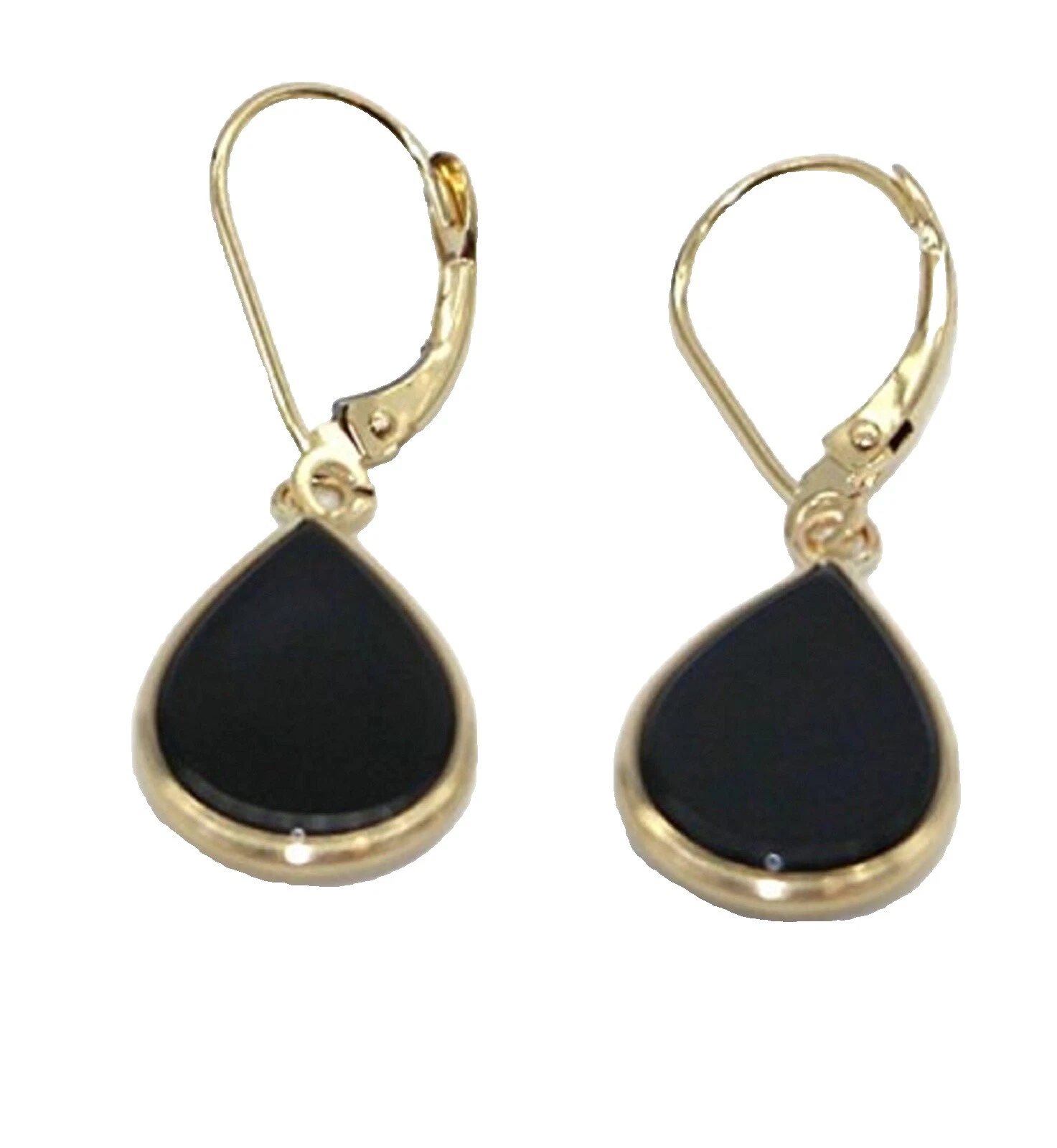 Yellow Gold Plated Black Fashion Earrings