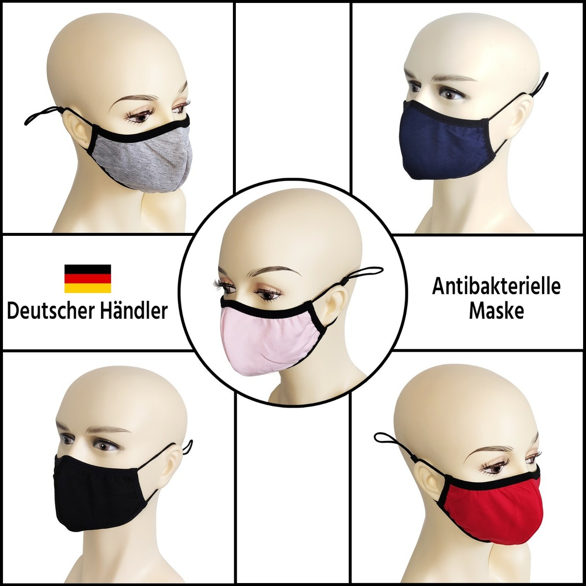 Schutzmaske Schwarzer Baumwoll Mundschutz Stück Stoff