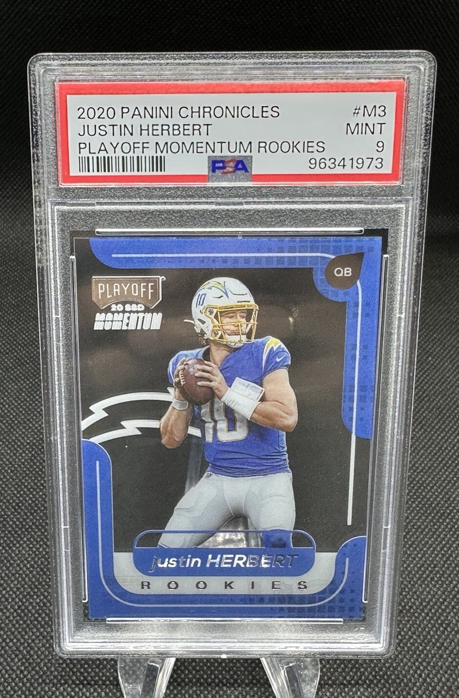2020 Panini Chronicles Playoff Momentum Rookies Justin Herbert RC #M3 PSA 9 MINT