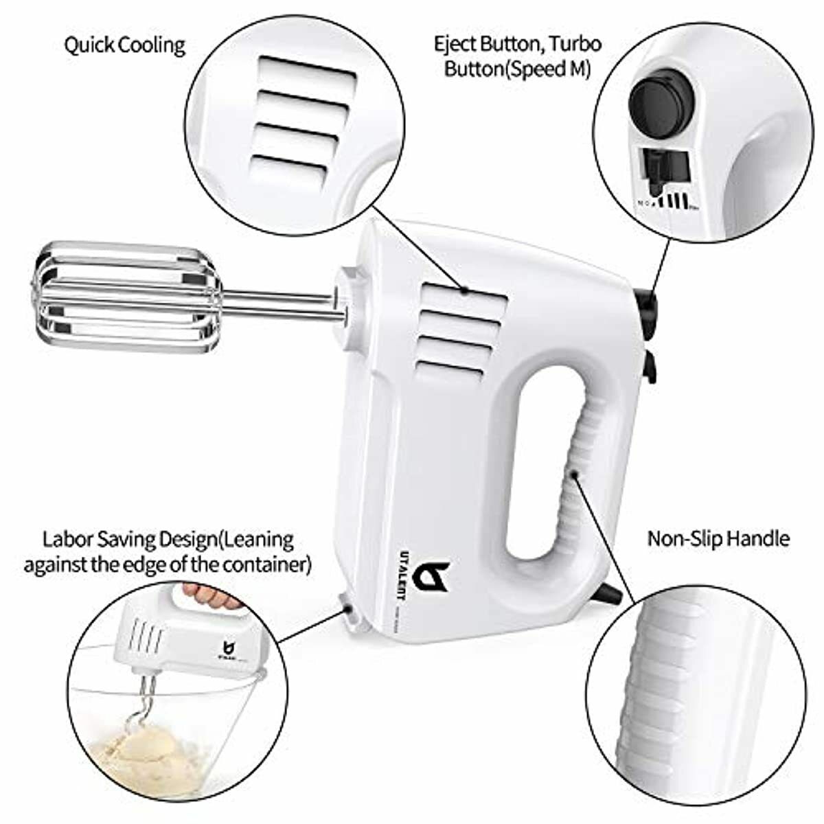 Electric Hand Mixer, One Button Eject Design, 6 Speeds