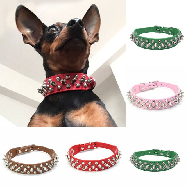 Studded PU Leather Puppy Chihuahua Rivet Collar Spiked Small Dogs Dog