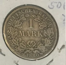1880 D Germany Silver 1 mark