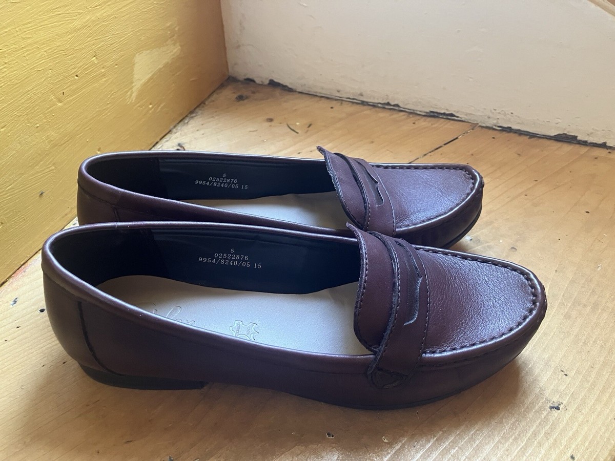 Marks Spencers M&S Footglove Burgundy Leather Loafers Uk 38