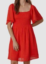 VELVET Graham & Spencer Red Guaze Dress ESME Off Shoulder Small NWT $268 Shift S