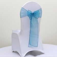 teal blue organza chair sashes chair ties bow ribbon engagement wedding decor