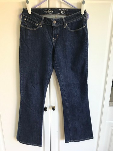 Pre-Owned Women's Levi's Bold Curve Jeans Size 28x32 Flare Dark Blue 28x29.5* - Picture 2 of 7