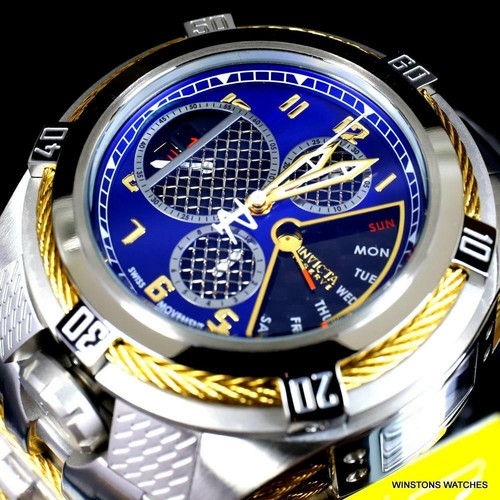 Invicta Bolt Zeus Tria Twisted Metal Steel 3 Swiss Dials Blue 52mm Watch New - 第 8/12 張圖片