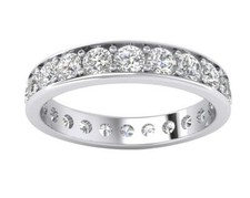 Eternity Wedding Ring Round Diamond VS1 F 2.10 Ct Pave Set 14K White Gold 3.80MM