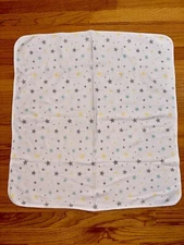 Just Born White Thermal Waffle Baby Blanket Gray Yellow Aqua Blue Stars lovey