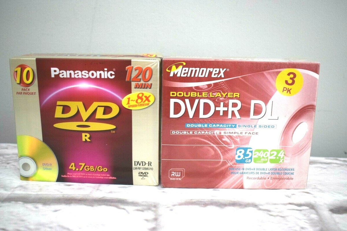 Panasonic DVD R 10 Pack & Memorex DVD+R DL 3 Pack Unopened Sets