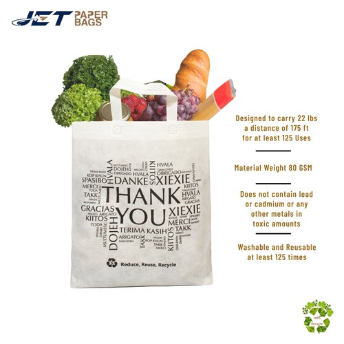 Reusable Thank You Bags 13.5x7.7x15.5 - Multilingual Print - Eco-Friendly - Picture 3 of 7
