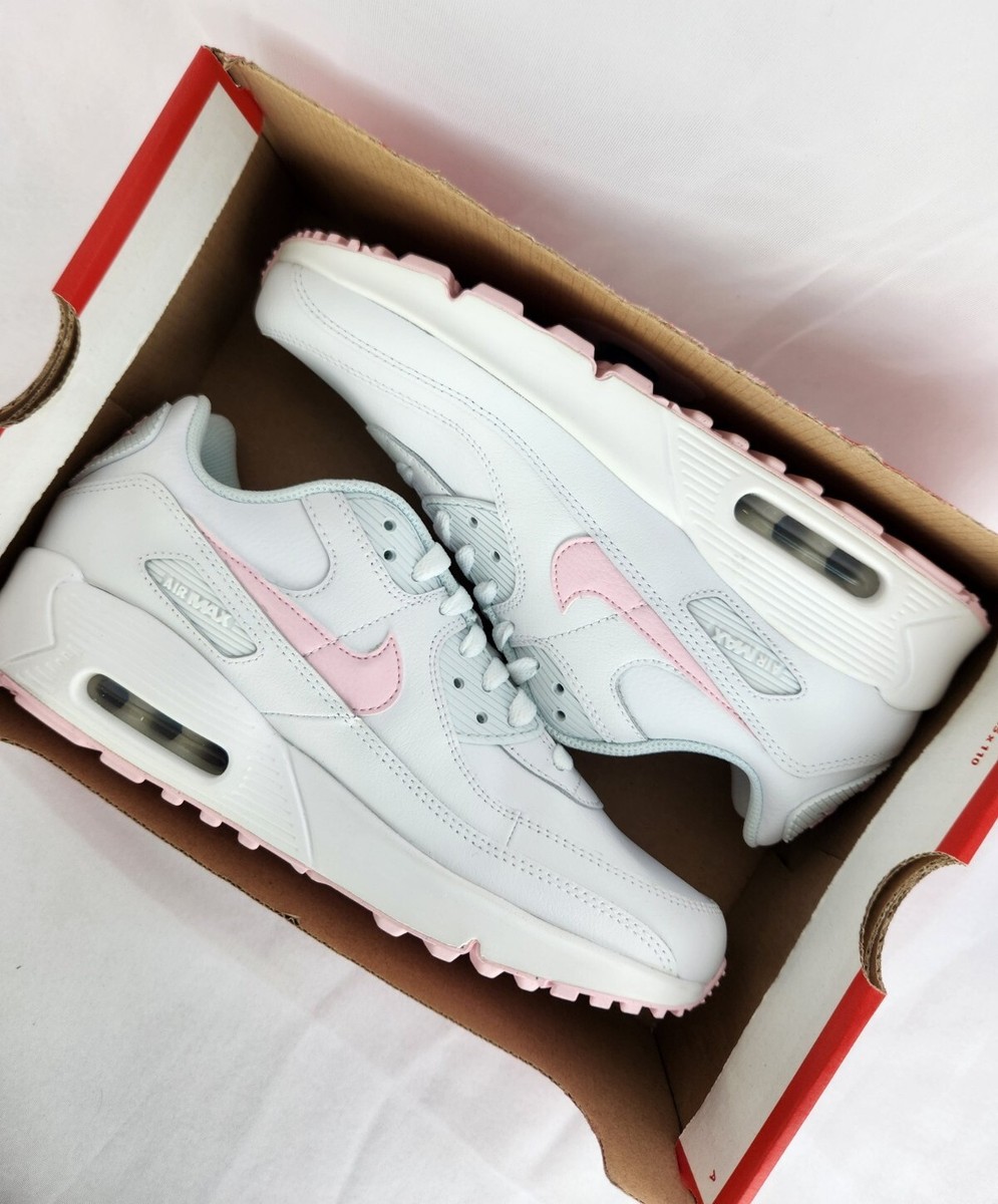 7Y | 8.5 WOMEN'S NIKE AIR MAX 90 WHITE PINK RUNNING SNEAKERS