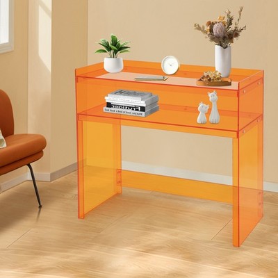 2-Tier Orange Acrylic Desk - Stylish Entryway Table for Home & Office