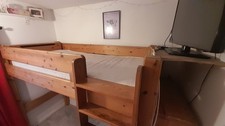 Wooden High Sleeper Single Bed With Matress Pine