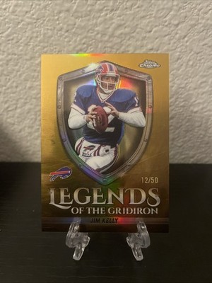 Jim Kelly 2025 Topps Chrome Legends Of The Gridiron Gold 12/50 Bills Jersey Matc
