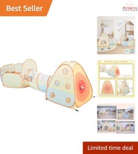 3 in 1 Kids Play Tent with Tunnel and Ball Pit Indoor Outdoor Orange