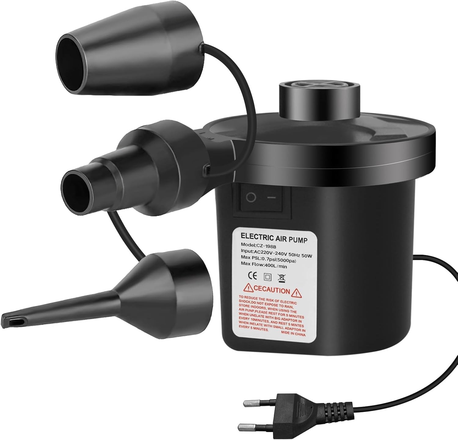 Jsdoin Inflador Electrico, Bomba de Aire Eléctrica Portátil, 220-240V AC I