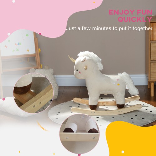 Rocking Horse Plush Ride on Unicorn with Realistic Sound for 2-4 Years - Picture 7 of 11