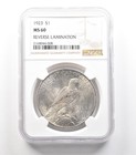 1923 Peace Silver Dollar Reverse Lamination MS60 NGC a4572 — photo 1