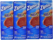 Freezer Bags - Pint, 20 Count (Pack of 4)