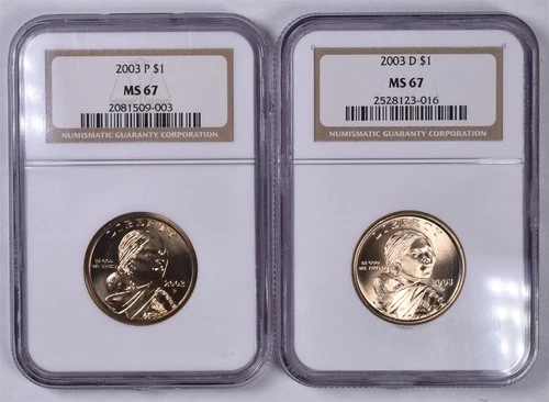 2003-P&D Sacagawea Dollar - NGC MS67/67 - 2 Coin Set 