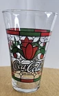 Coca Cola Coke Stained Glass Vintage Tulip Flared Red Green Drinking Glass   FF