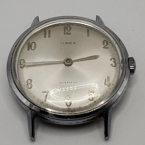 Vintage 1967 Timex Marlin Watch Running Silver Tone 33mm No Band
