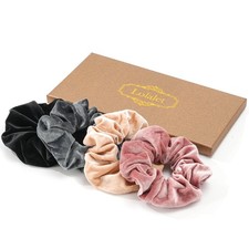 4 PCS Large Soft Velvet Scrunchies Style A Elastic Hair Bands Thick Curly