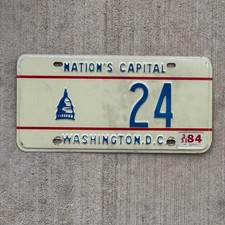 Plaque d'immatriculation Washington DC 1975 1984 étiquette auto vintage faible numéro deux chiffre 24