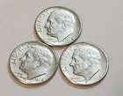 3× 1964‑D Roosevelt Dimes • AU Slider • High Detail • 90% Silver Lot   X122
