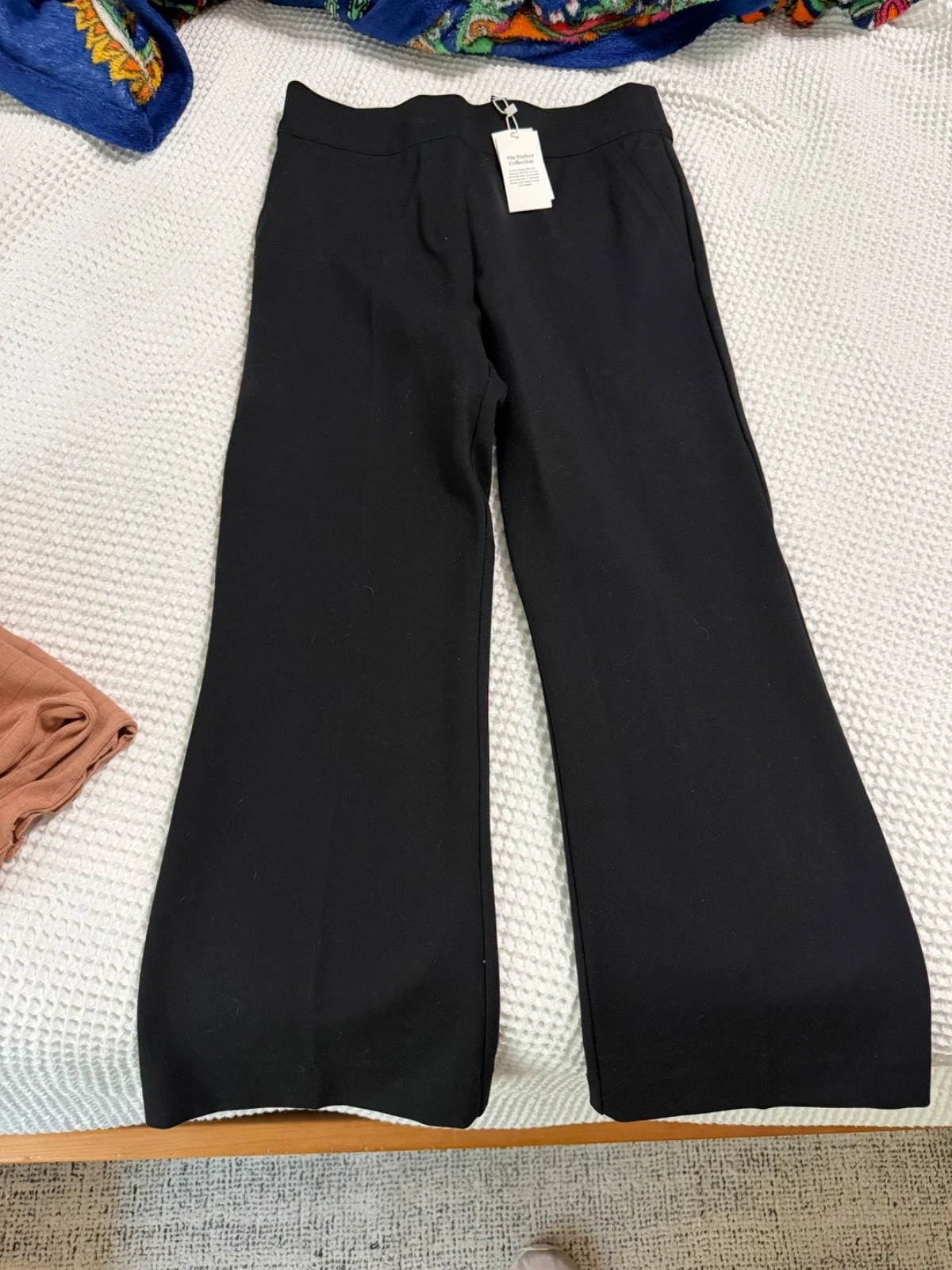 New Spanx Perfect Kick Flare Trousers Pants Womens Small Petite Black Mid Rise